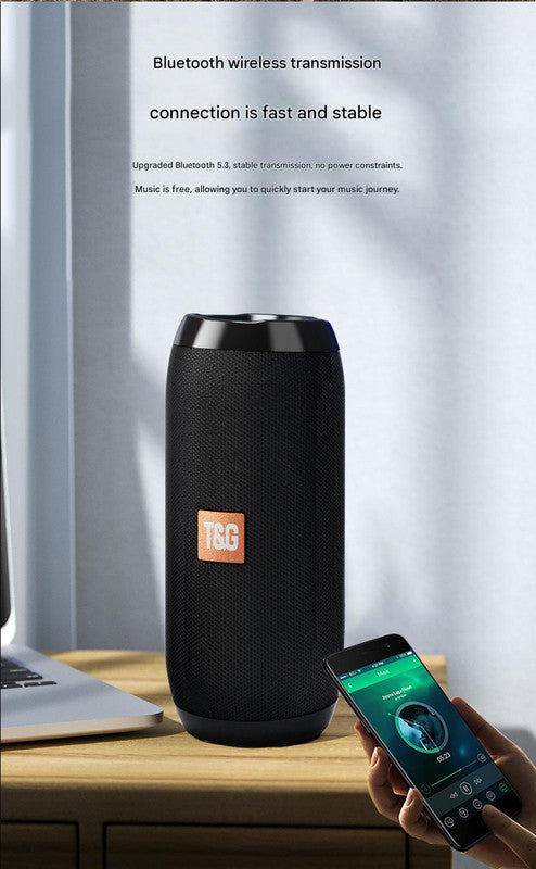 Black Portable Bluetooth Speaker - HiFi 360 Degree Audio Wireless Mini Speaker, Support Hands-free Calling