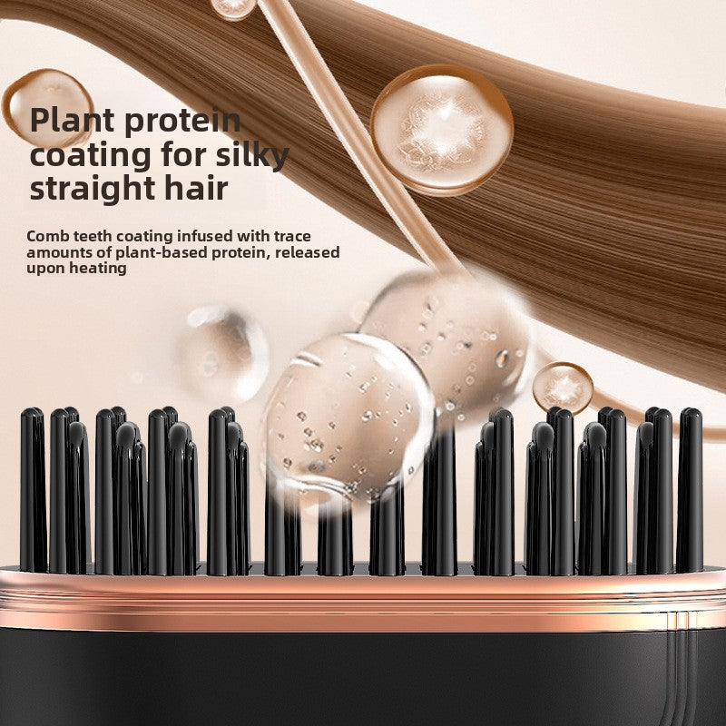 Pink Wireless Hair Straightener Brush Cordless Portable Straightening Comb Type-C Rechargeable with 3 Temp Settings Anti-Scald Styler for Travel Australian Home